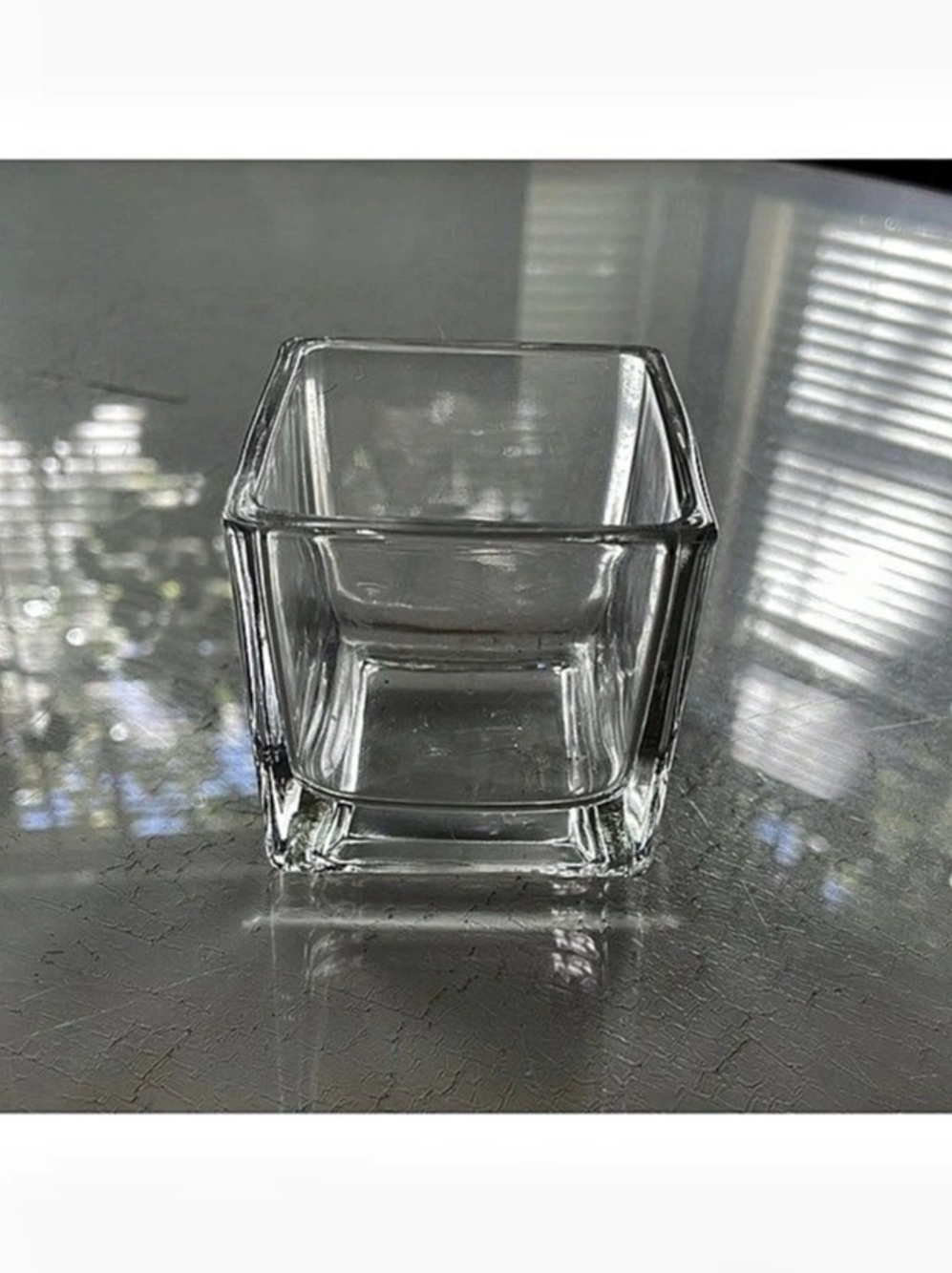 Glass Square Clear Candle Holder